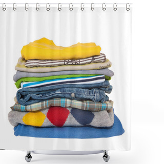 Personality  Pile Of Clothes Isolated On White Shower Curtains