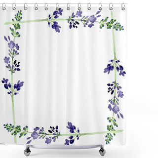 Personality  Violet Lavender Floral Botanical Flower. Watercolor Background Illustration Set. Frame Border Ornament Square. Shower Curtains