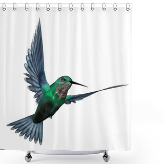 Personality  Emerald Hummingbird - 3D Render Shower Curtains