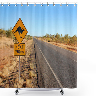 Personality  Kangaroo Warning Sign In Australia Shower Curtains