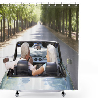 Personality  Senior Couple In Sports Car Shower Curtains