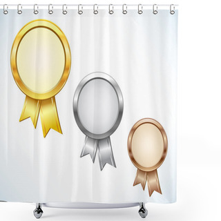 Personality  Gold, Silver And Bronze Award Shower Curtains