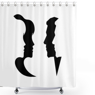 Personality  Abstract Profile Of A Woman And Man Shower Curtains
