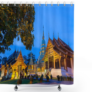 Personality  Dusk View Of The Wat Phra Singh, Chiang Mai, Thailand Shower Curtains