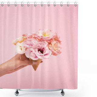 Personality  Flowers In Waffle Cone Shower Curtains