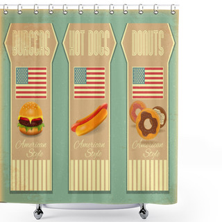 Personality  Retro Fast Food Labels Shower Curtains