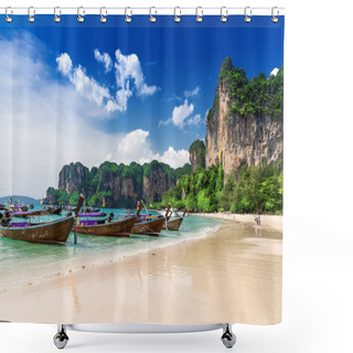 Personality  Railay Beach In Krabi Thailand. Asia Shower Curtains