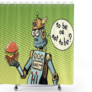 Personality  Robot Hamburger Fast Food Shower Curtains