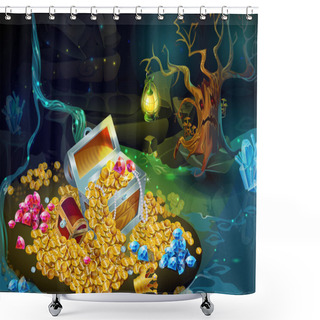 Personality  Cartoon Game Treasure And Trophies Background Shower Curtains