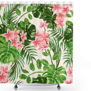 Personality  Tropical Leaves And Flowers Shower Curtains