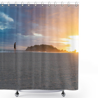 Personality  Golden Sunrise Over Beach Shower Curtains