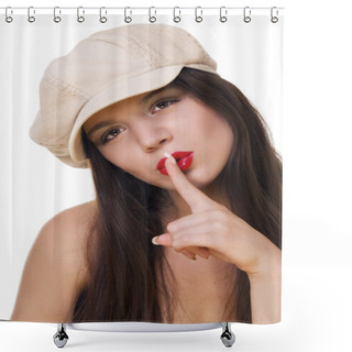 Personality  Girl In Hat Shower Curtains