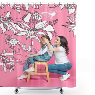 Personality  Beautiful Mother And Daughter  Shower Curtains