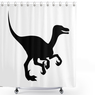 Personality  Silhouette Of A Velociraptor. Shower Curtains