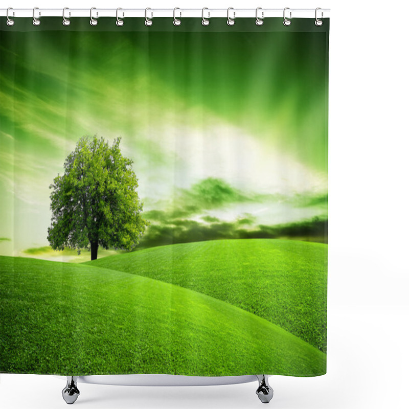 Personality  Eco green planet shower curtains