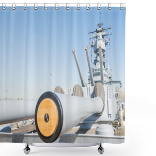 Personality  Mounted Artillery On Board Battleship USS Iowa Shower Curtains