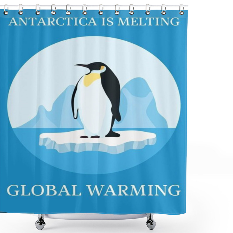 Personality  Poster Climate Protection Penguin On Iceberg New Shower Curtains