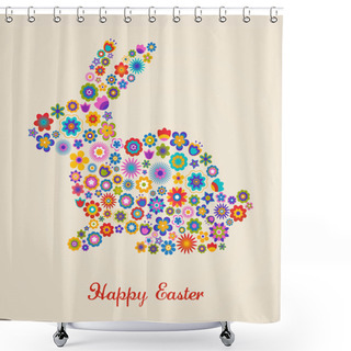 Personality  Easter Greeting Card With Bunny And Flowered Pattern Shower Curtains