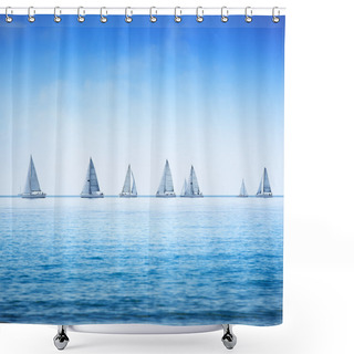 Personality  Sailing Boat Yacht Regatta Race On Sea Or Ocean Water Shower Curtains