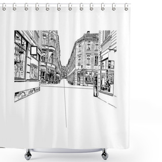 Personality  Print  Building View With Landmark Of Gothenburg Is The Major City In Sweden. Hand Drawn Sketch Illustration In Vector. Shower Curtains