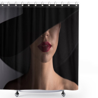 Personality  Woman In Black Hat Shower Curtains
