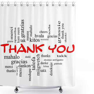 Personality  Thank You Word Cloud Concept In Red Caps Shower Curtains