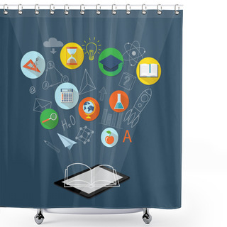 Personality  Banner For On Line Education, E-book Shower Curtains