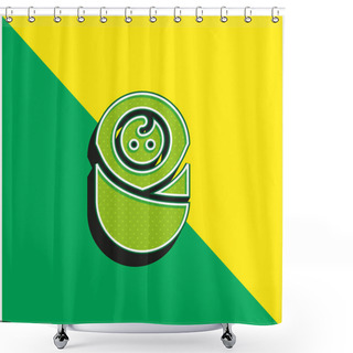 Personality  Baby Green And Yellow Modern 3d Vector Icon Logo Shower Curtains