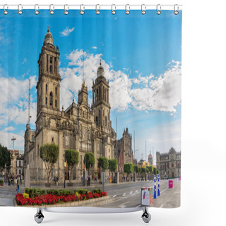 Personality  Mexico City, Mexico - December 4, 2016: Beautiful View Of Cathedral On Zocalo, Mexico City, Mexico Shower Curtains