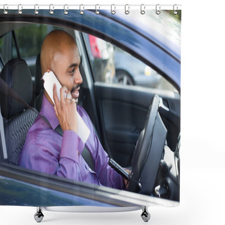 Personality  Phone Call In Car Shower Curtains