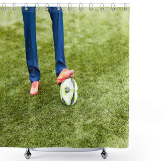 Personality  European Football Championship Concept. Businessman Playing Soccer Ball. Shower Curtains