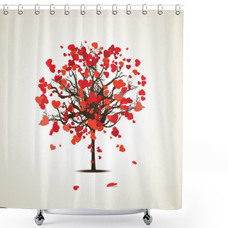 Personality  Vector Illustration Of A Love Tree On Isolated Background. Shower Curtains