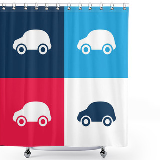 Personality  Black Car Blue And Red Four Color Minimal Icon Set Shower Curtains