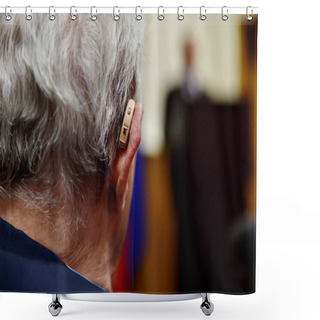 Personality  Old Man With Hearing Aid Shower Curtains