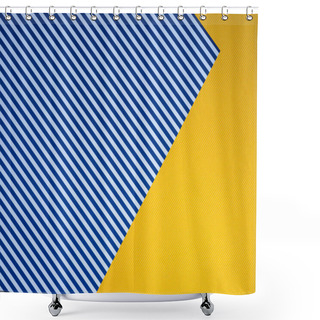Personality  Top View Of Blue Striped And Yellow Dotted Templates For Background Shower Curtains