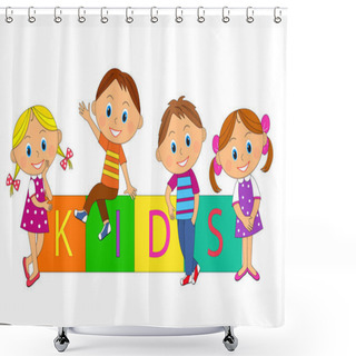 Personality  Boys, Girls And Cubes With Letter Shower Curtains