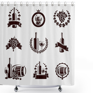 Personality  Wine Labels Set. Vector Shower Curtains