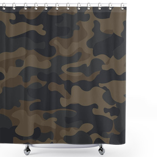 Personality  Mountain Seamless Camouflage Pattern With Abstract Lines For Army Clothing And Apparels. Camouflage Pattern Background Seamless Vector Illustration. Abstract Vector Military Camo Background. Shower Curtains
