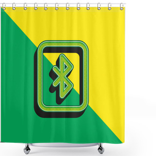Personality  Bluetooth Green And Yellow Modern 3d Vector Icon Logo Shower Curtains