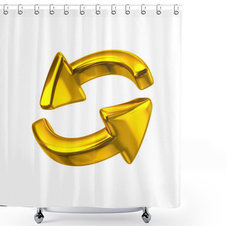 Personality  Golden Rotation Arrows Icon 3d Illustration On White Background Shower Curtains