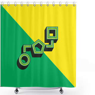 Personality  Block Schemes Of Three Geometric Shapes Connected By Lines Green And Yellow Modern 3d Vector Icon Logo Shower Curtains