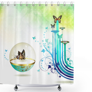 Personality  Butterflies And Stripes Shower Curtains