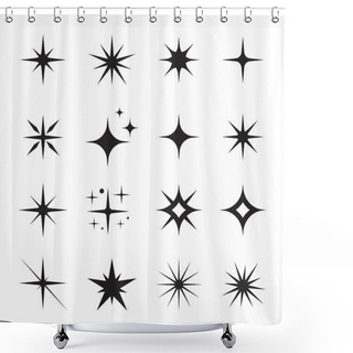 Personality  Star Icons. Twinkling Stars. Sparkles, Shining Burst. Christmas Vector Symbols Isolated Shower Curtains