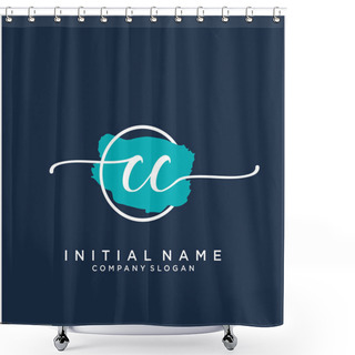 Personality  CC Initial Handwriting Logo Design With Brush Circle. Logo For Fashion,photography, Wedding, Beauty, Business. Shower Curtains