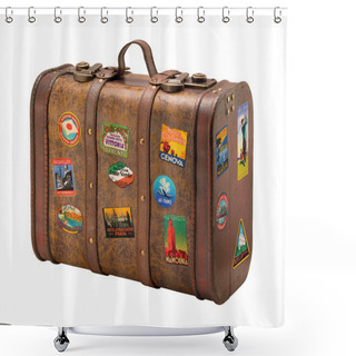 Personality  Old Suitcase Travel Stickers Isolated With A Clipping Path Shower Curtains