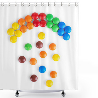 Personality  Colorful Delicious Chocolate Candies Are Lying In Several Rows,  Shower Curtains