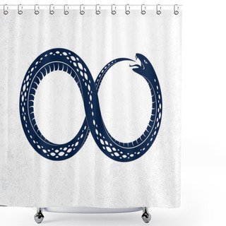 Personality  Snake Eating Its Own Tale, Uroboros Snake In A Shape Of Infinity Symbol, Endless Cycle Of Life And Death, Ouroboros Ancient Symbol Vector Illustration Logo, Emblem Or Tattoo. Shower Curtains