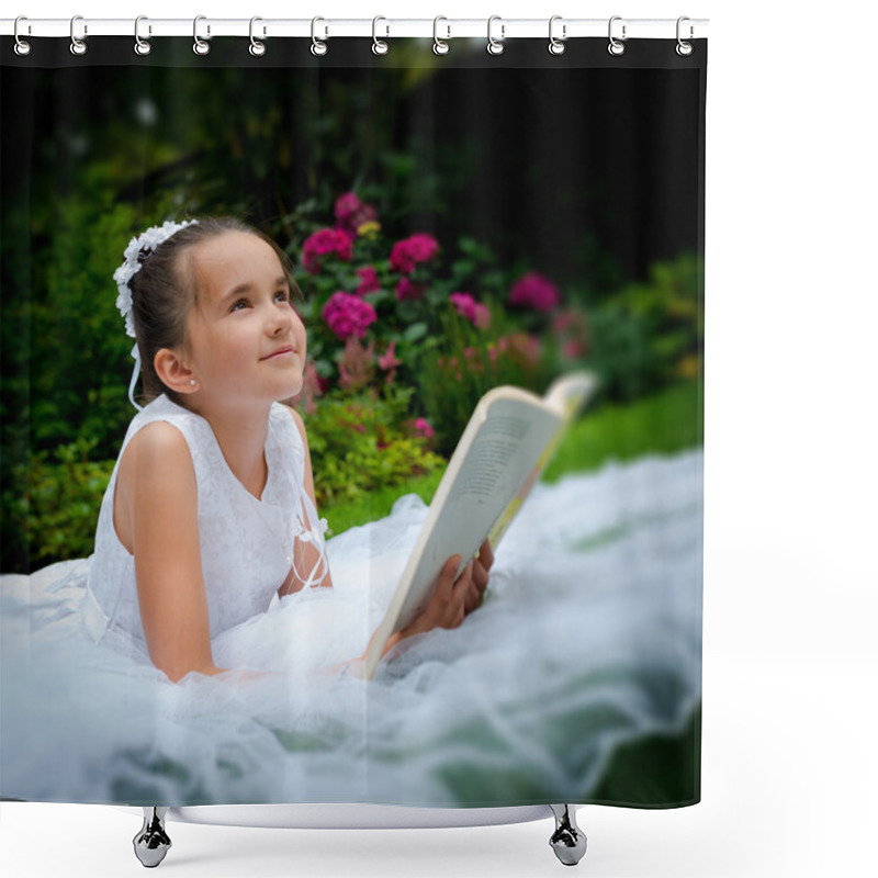 Personality  Girl Reading First Holy Communion Shower Curtains