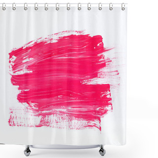 Personality  Abstract Painting With Bright Pink Brush Strokes On White  Shower Curtains