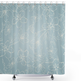 Personality  Cherry Blossom Seamless Pattern. Shower Curtains